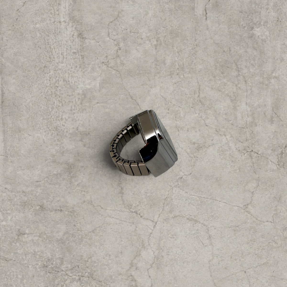 Silver stainless steel clock watch ring adjustable size