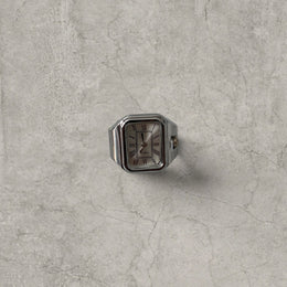 Silver stainless steel clock watch ring adjustable size