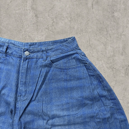 Wide-leg balloon skater jeans in blue plaid