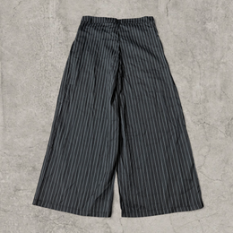 Wide-leg pinstriped tailored trousers in black with white pinstripe