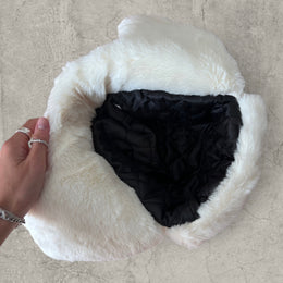 Russian ushanka hat in white/cream faux fur.