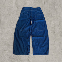 Wide leg skater jeans pinstripe detailing in washed navy blue