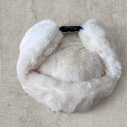 Russian ushanka hat in white/cream faux fur.