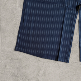 Wide-leg pinstriped tailored trousers in grey with white pinstripe