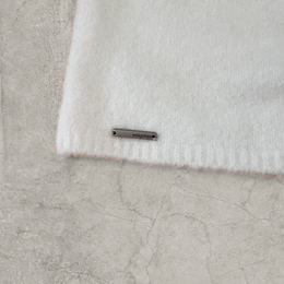 Japanese knit beanie hat in cream/white fluff