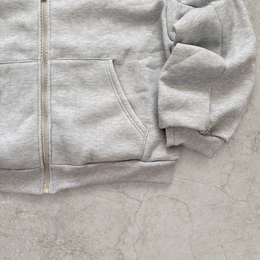 Baggy boxy Korean zip-up hoodie jumper in grey camo print