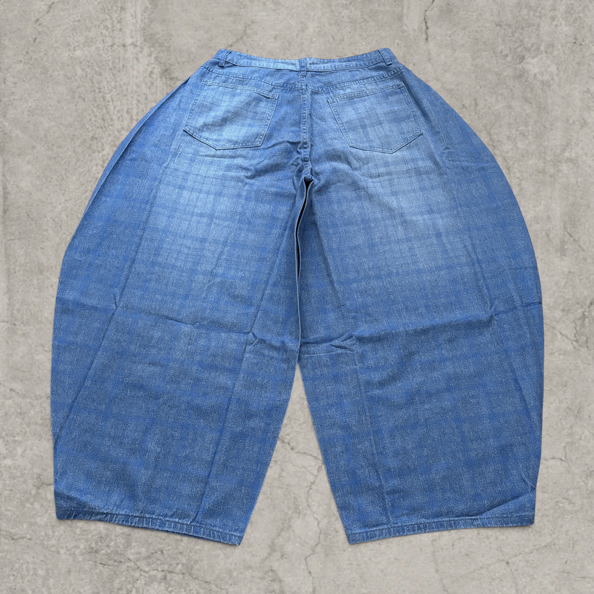 Wide-leg balloon skater jeans in blue plaid