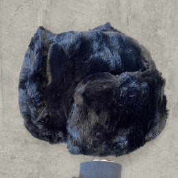 Russian ushanka hat in black faux fur.