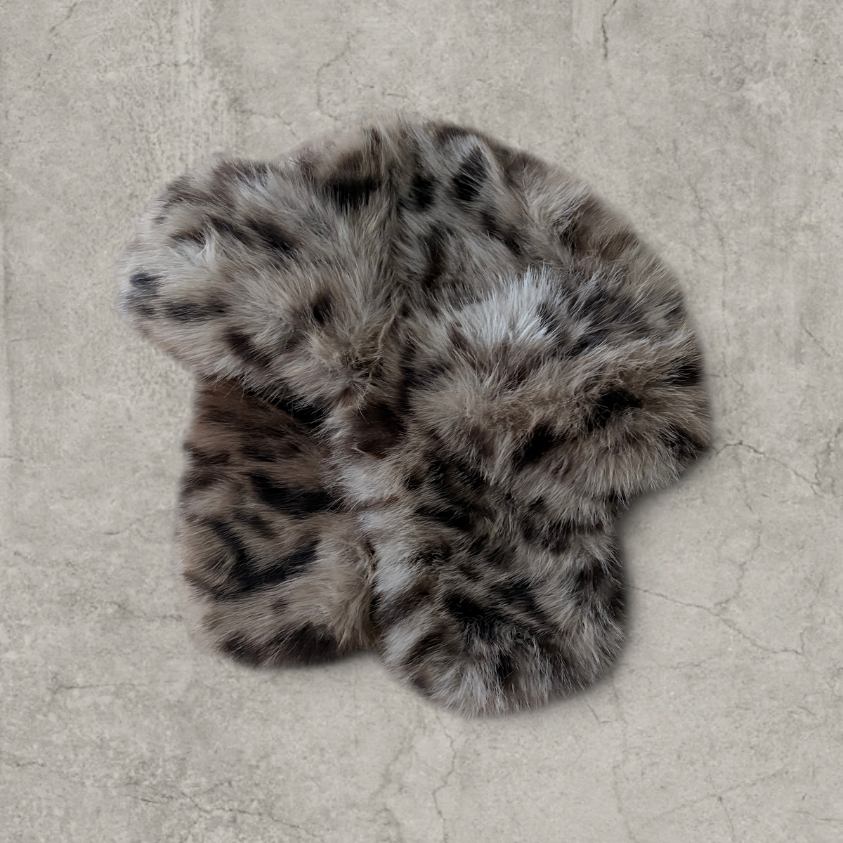 Russian ushanka hat in brown beige leopard print faux fur