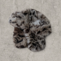 Russian ushanka hat in brown beige leopard print faux fur