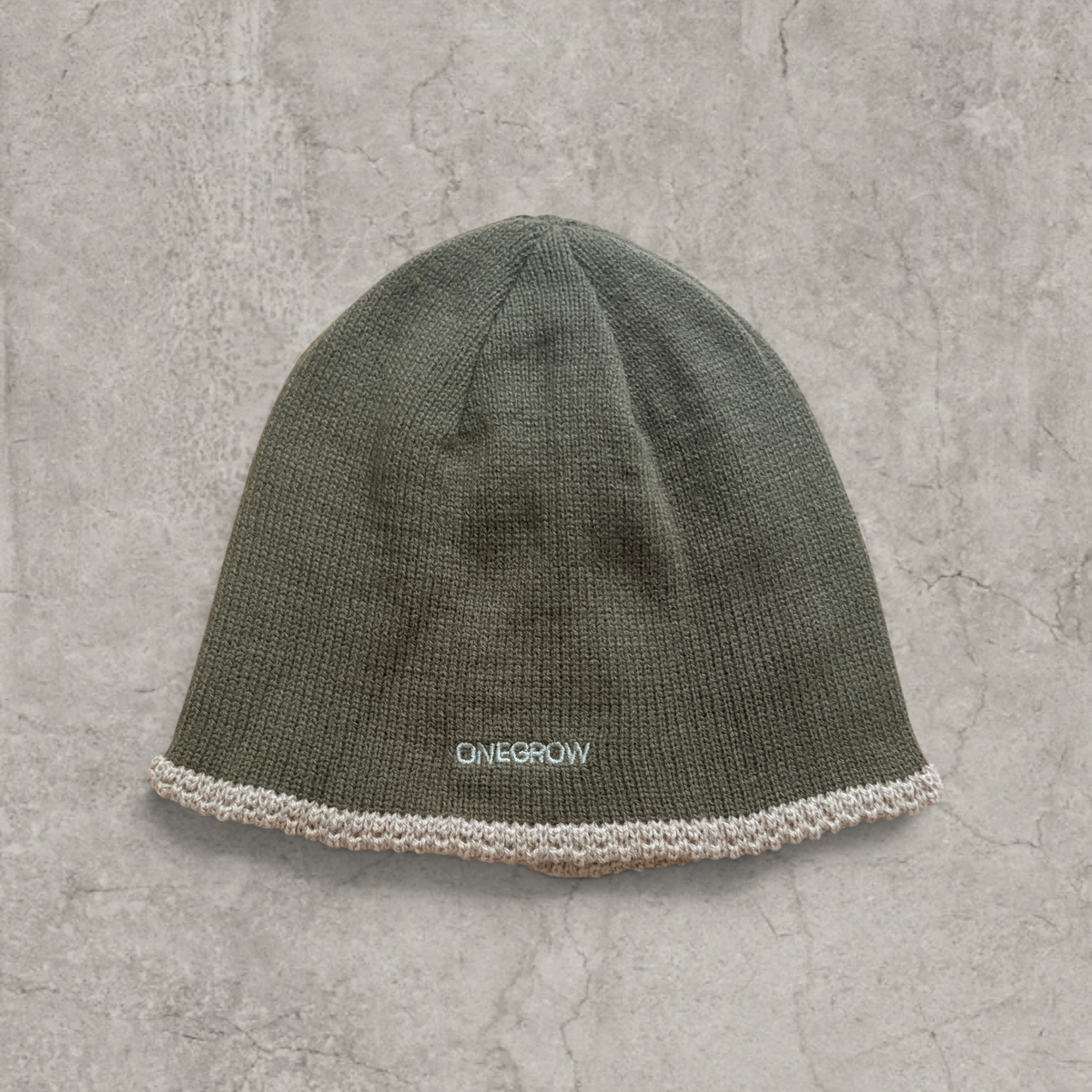 Japanese knit beanie hat in khaki green