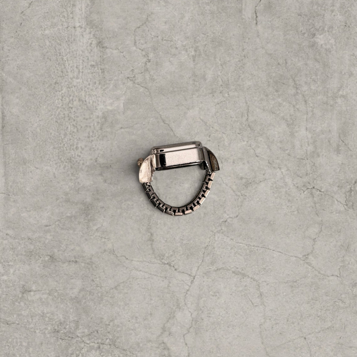 Silver stainless steel clock watch ring adjustable size