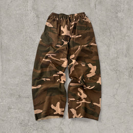 Super baggy wide-leg Korean joggers in khaki beige camouflage