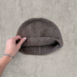 Japanese knit beanie hat in brown fluff