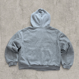 Baggy boxy Korean zip-up hoodie jumper in grey camo print