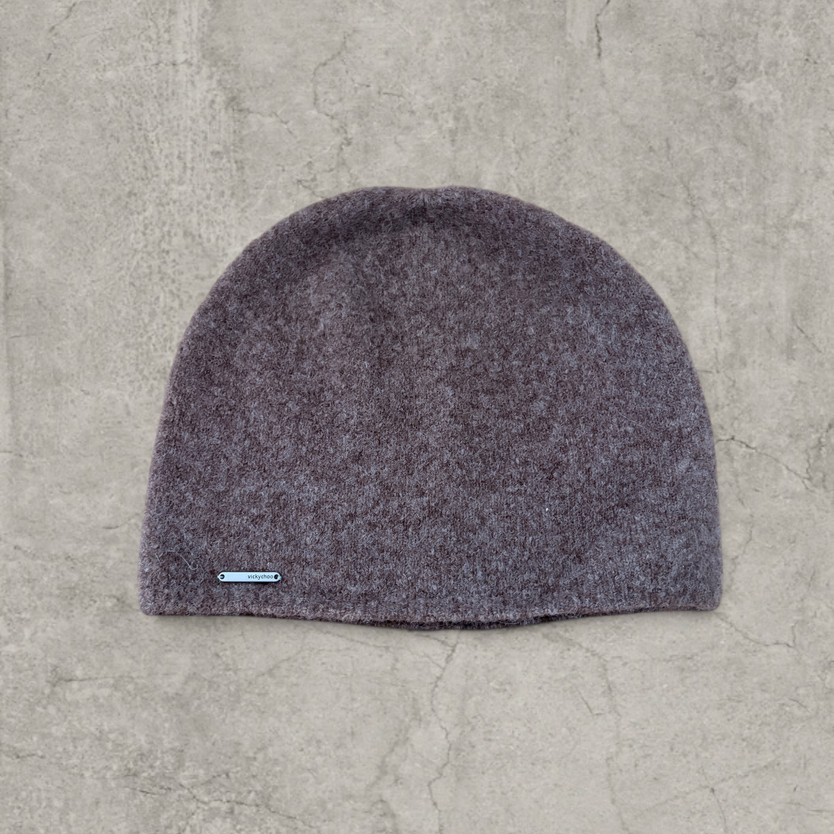 Japanese knit beanie hat in brown fluff