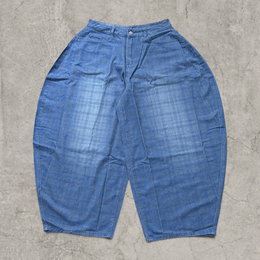 Wide-leg balloon skater jeans in blue plaid