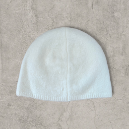 Japanese knit beanie hat in cream/white fluff