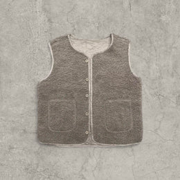 Sherpa-style button-up gillette waistcoat in beige grey