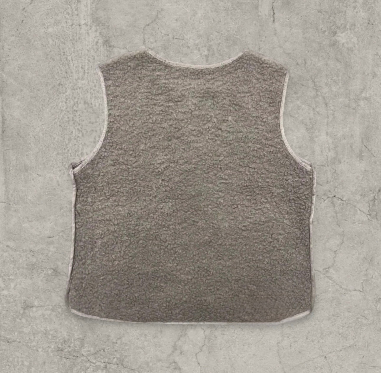 Sherpa-style button-up gillette waistcoat in beige grey