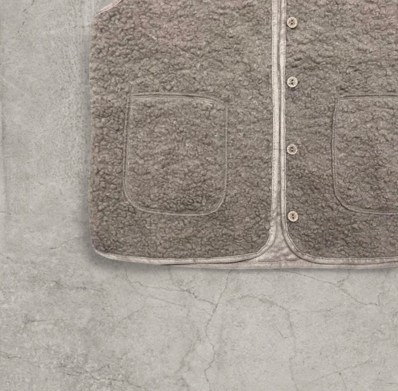 Sherpa-style button-up gillette waistcoat in beige grey