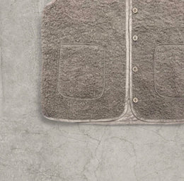 Sherpa-style button-up gillette waistcoat in beige grey