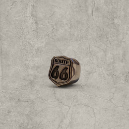 Stainless steel ring with route 66 design in silver