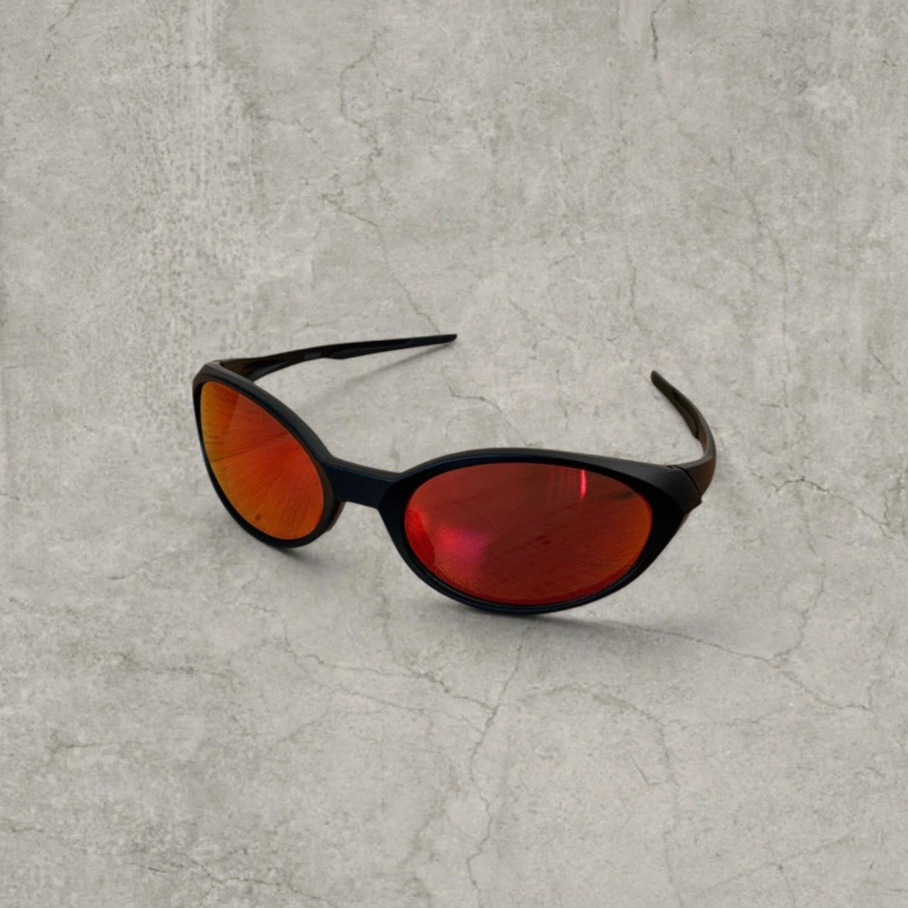 UV400 sunglasses with orange red reflective lens in black