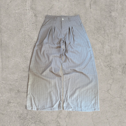Wide-leg pinstriped trousers in beige cream