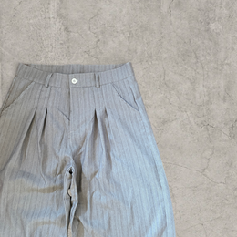 Wide-leg pinstriped trousers in beige cream