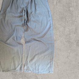 Wide-leg pinstriped trousers in beige cream