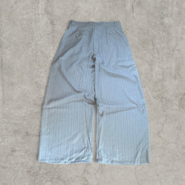 Wide-leg pinstriped trousers in beige cream