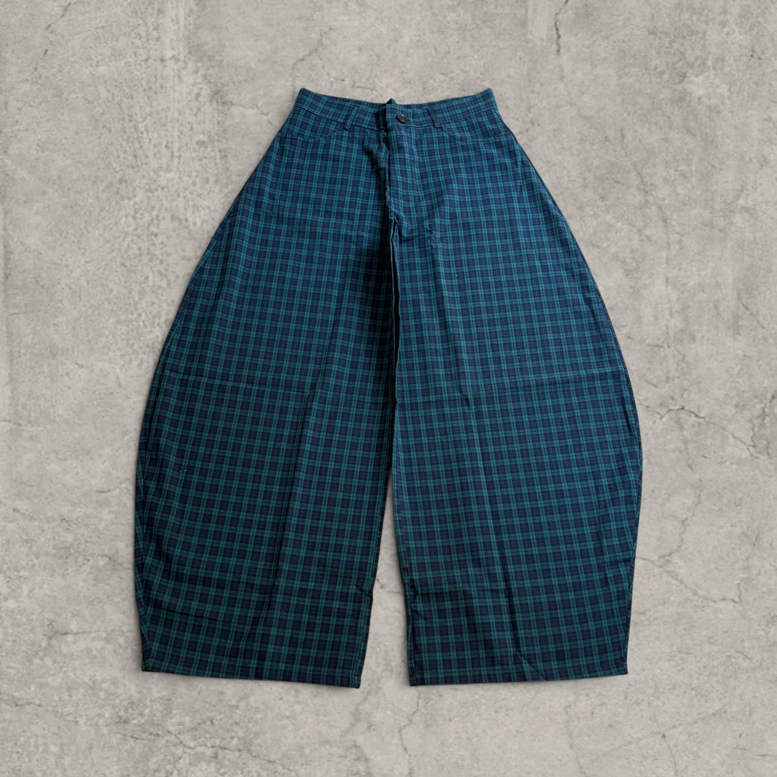 Vintage Style checkered Wide Leg Trousers in navy blue – Korean Japanese Tailored Fit