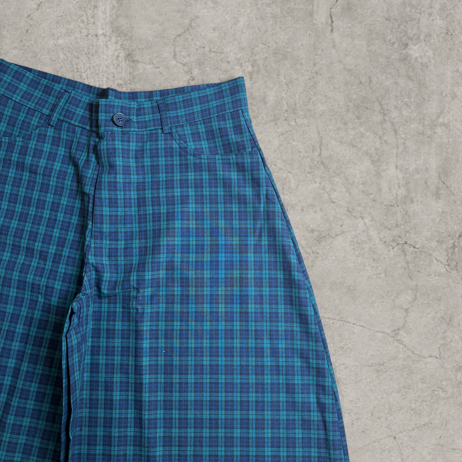 Vintage Style checkered Wide Leg Trousers in navy blue – Korean Japanese Tailored Fit