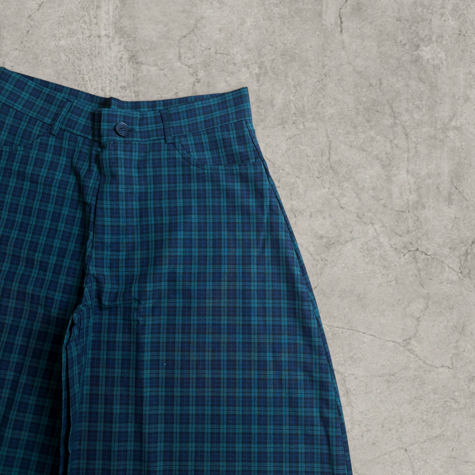 Vintage Style checkered Wide Leg Trousers in navy blue – Korean Japanese Tailored Fit