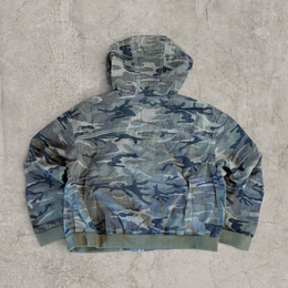 Vintage style camo bomber jacket hoodie in khaki green