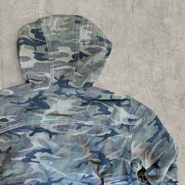 Vintage style camo bomber jacket hoodie in khaki green