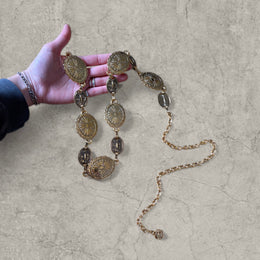 Vintage style western metal chain belt in gold with boho detailing