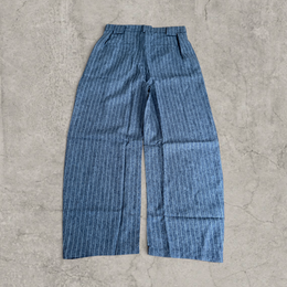 wide-leg pinstriped tailored trousers in grey with black pinstripe