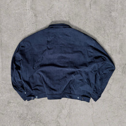 Military style corduroy bomber jacket with silver clasps in black