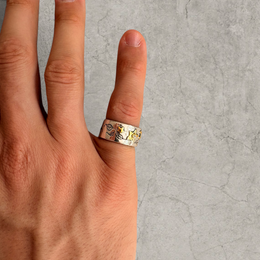 Colour stainless steel band ring with silver/gold star & diamanté.