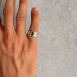 Colour stainless steel band ring with silver/gold star & diamanté.