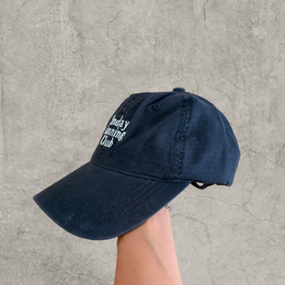 Baseball cap with Sunday Running Club logo in black.
