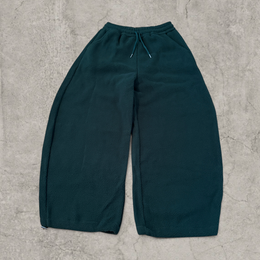 Super baggy wide leg Korean fleece joggers in dark green.