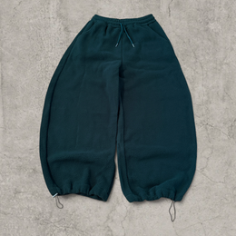 Super baggy wide leg Korean fleece joggers in dark green.
