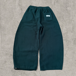 Super baggy wide leg Korean fleece joggers in dark green.