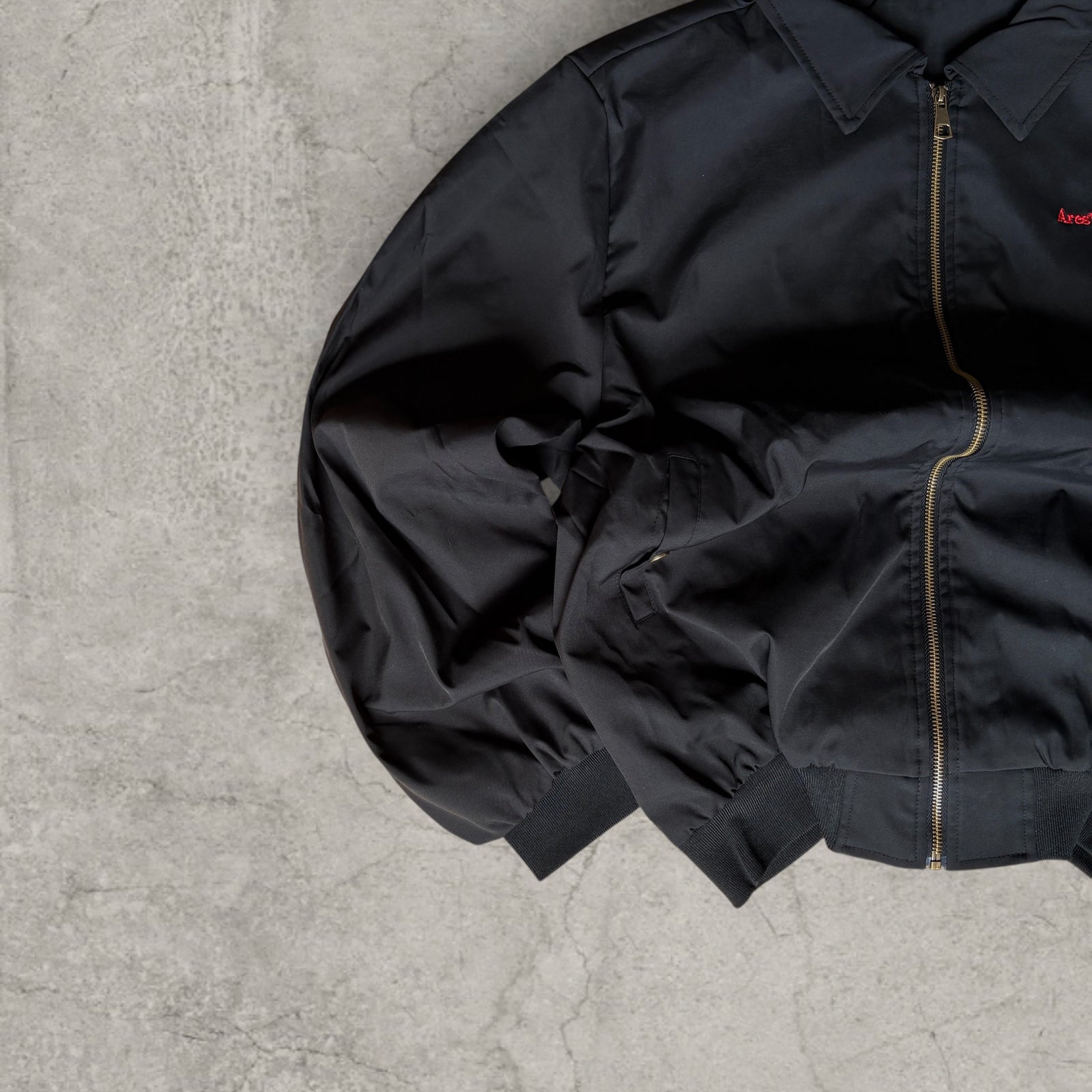 Vintage Style Bomber Jacket: Black, Unisex, Collared Zip with embroidered detail