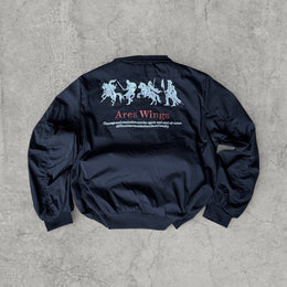 Vintage Style Bomber Jacket: Black, Unisex, Collared Zip with embroidered detail