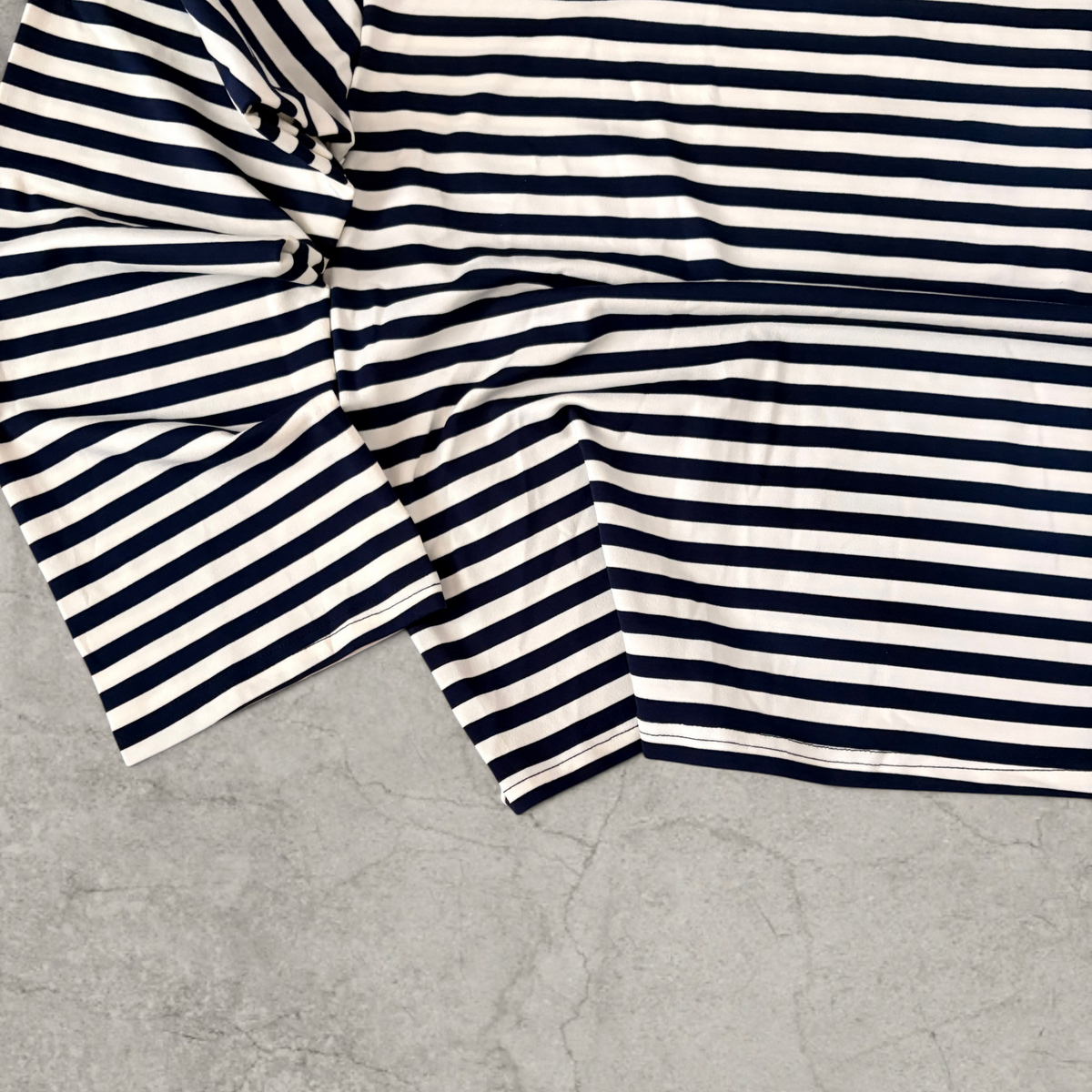 Relaxed fit long sleeve t-shirt top in navy blue white stripes
