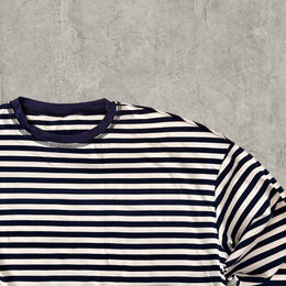 Relaxed fit long sleeve t-shirt top in navy blue white stripes